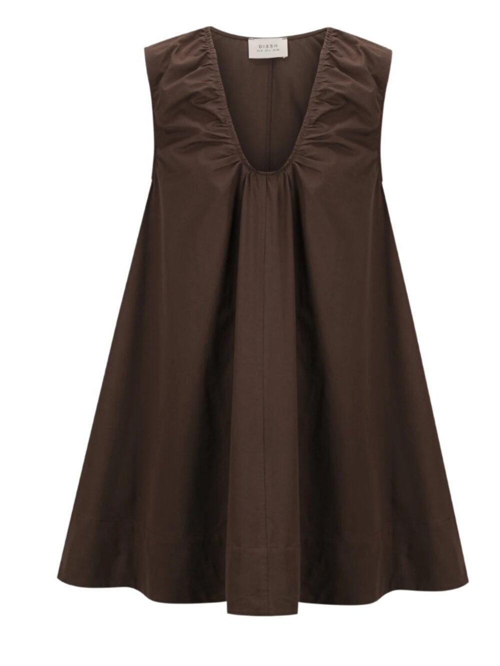 Gabby Bitter Choc Oversized Cotton Mini Dress | DISSH